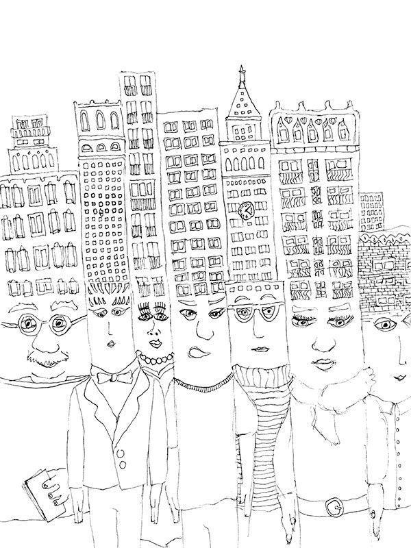 New York City, Original Illustration Print, Black and White Drawing, Original Art, Subway Series Collection