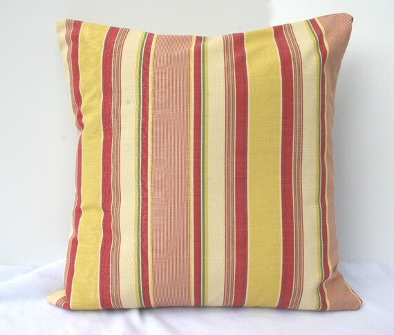 Items similar to Yellow and Red Striped Decorative Pillow Cover on Etsy