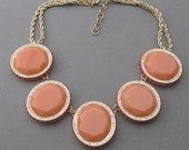 Orange Ellipse Bubble Necklace, Gorgeous Crystal Necklace, Bib Necklace, Statement Necklace, Wedding Necklace,Jewelry