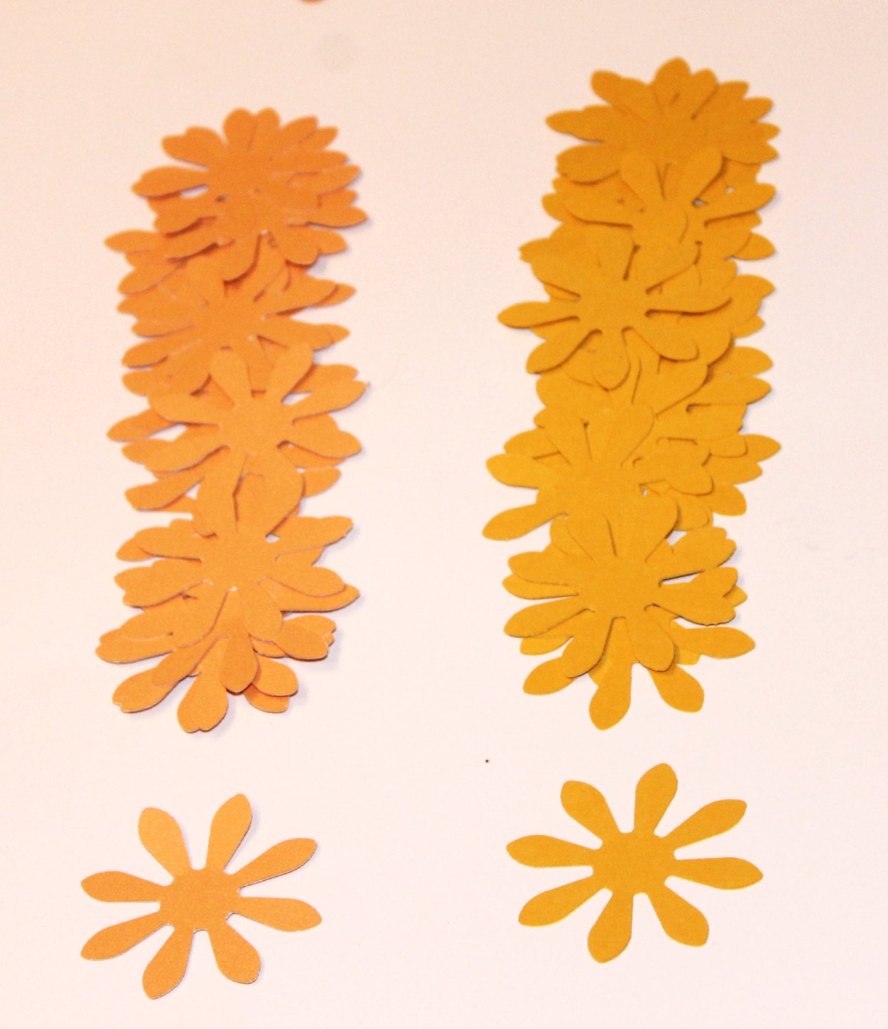 Set of 20 Pastel Orange and Bright Gold Flower Die Cuts - Embellishments - Scrapbooking