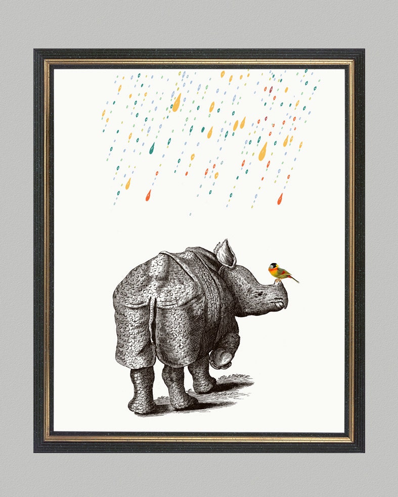 Rhuno - print on Fine art watercolor paper 8x10 inch.