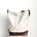 Linen and leather tote bag, cream details