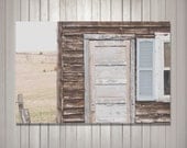 Rustic Farmhouse Canvas Gallery Wrap Photograph- 16x24 Photo on Canvas - Landscape Photography - Blue, Brown, Tan