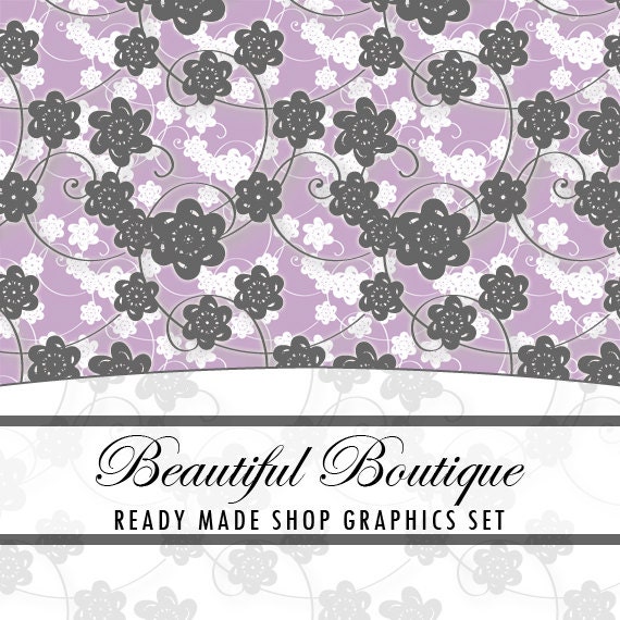 Custom Banners, Avatars, Business Card, Logo Label & More - Ready Made Shop Graphics Set, 9 Premade Files - BEAUTIFUL BOUTIQUE