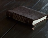 brown leather handmade paper journal handsewn