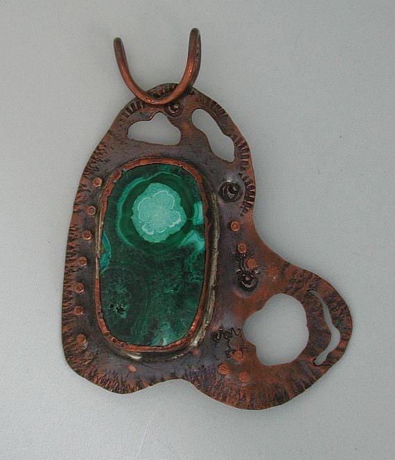 Chrysocolla Copper Pendant Modern Rustic Unique