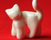 White Cat / Handmade Ceramic Figurine / Kitten Animal Sculpture