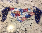 Tie-on Dog Bandana in Patriotic Theme and Golden Star on Navy - XSmall or Small