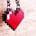 Pixel Heart Zelda Acrylic Plastic Pendent necklace for couple and gamer 8 bits design for couple and gamer