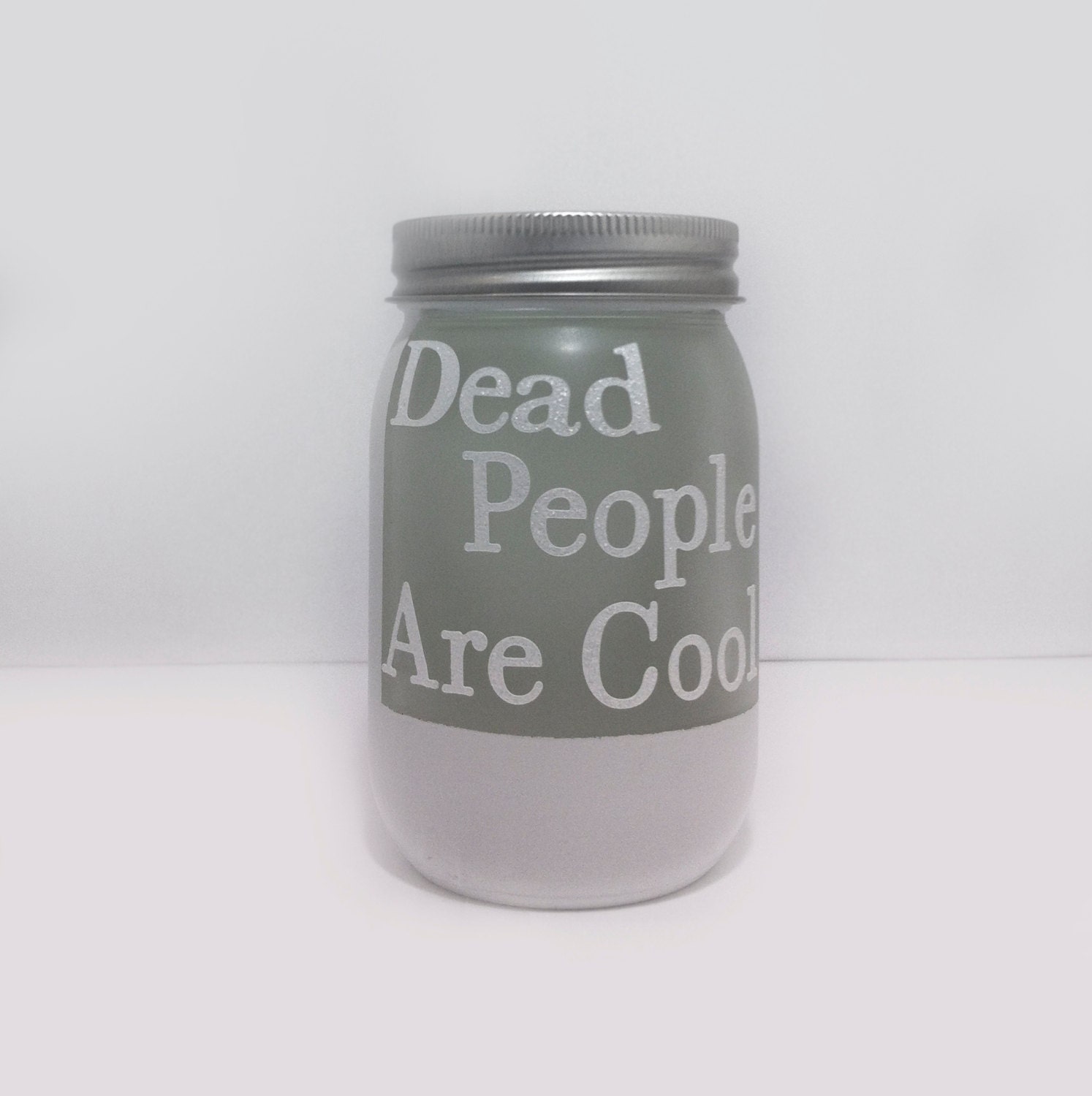 White tea light holder mason jar frosted glass vase spray painted outside matte candle holder