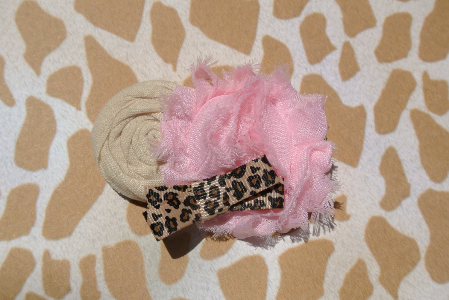 The Suzette, Hair clip, Hair accessory, Hair bow, Hair flower, Hair barrette, Shabby chic clip, Animal print bow