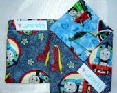 2 Pc Combo NAPKIN and SNACK Bag Blue Thoams Tank Engine Print Reusable with Flannel Lining