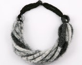 knitted necklace-knitted jewelry in gray, white,black