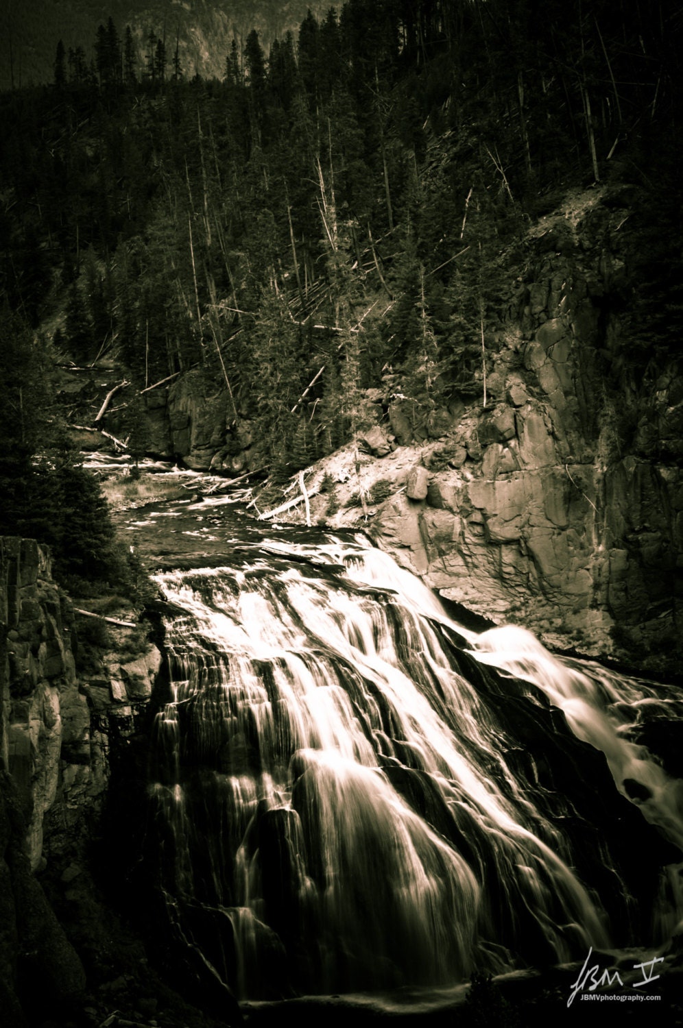 Waterfall Photograph, Gibbon Falls, Yellowstone National Park - Fine Art Landscape Photography - 10x15 Photographic Print