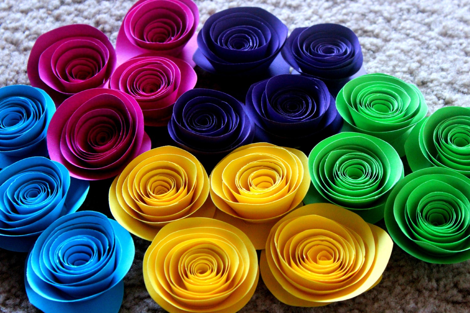 Rainbow Paper Flowers,Paper flowers in handmade,Floral Arrangement,Rose Paper Flowers, Multicolored Flowers