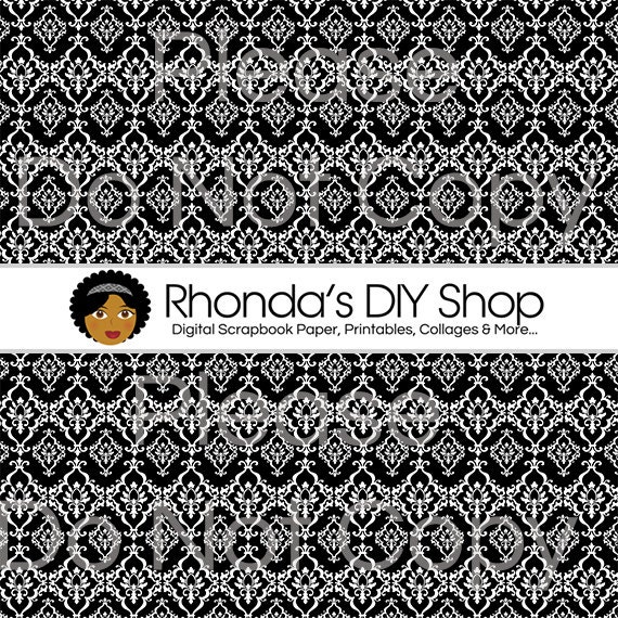 Items similar to Printable Scrapbook Paper - Black and White 2h - 12 x ...