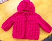 Cranberry shell stitch, crocheted sweater and hat