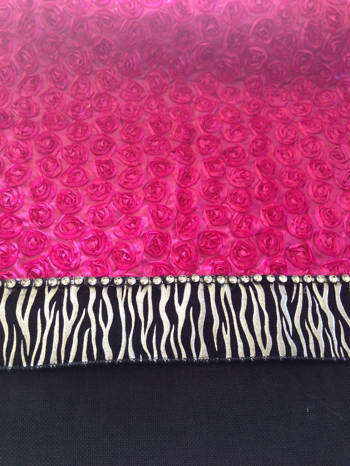 Items similar to Hot pink Rosette Table Runner with Black/Silver Zebra