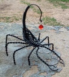 Black wire wrapped scorpion sculpture with Swarovski crystal,Scorpio,Scorpio sculpture,wire wrapped insect,bug,yard ornament,garden ornament