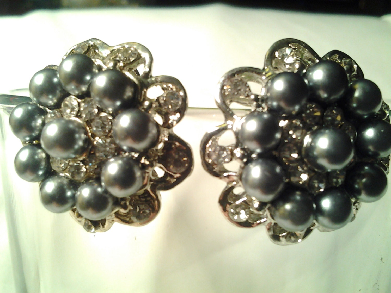 wedding jewelry rhinestone pearl crystal gold earring  great for the bride stunning large