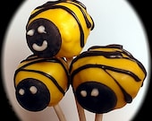 Bumble bee cake pops - choice flavors -white yellow chocolate - black 2 dozen in box- perfect Valentine's Day - ladybugsnbees