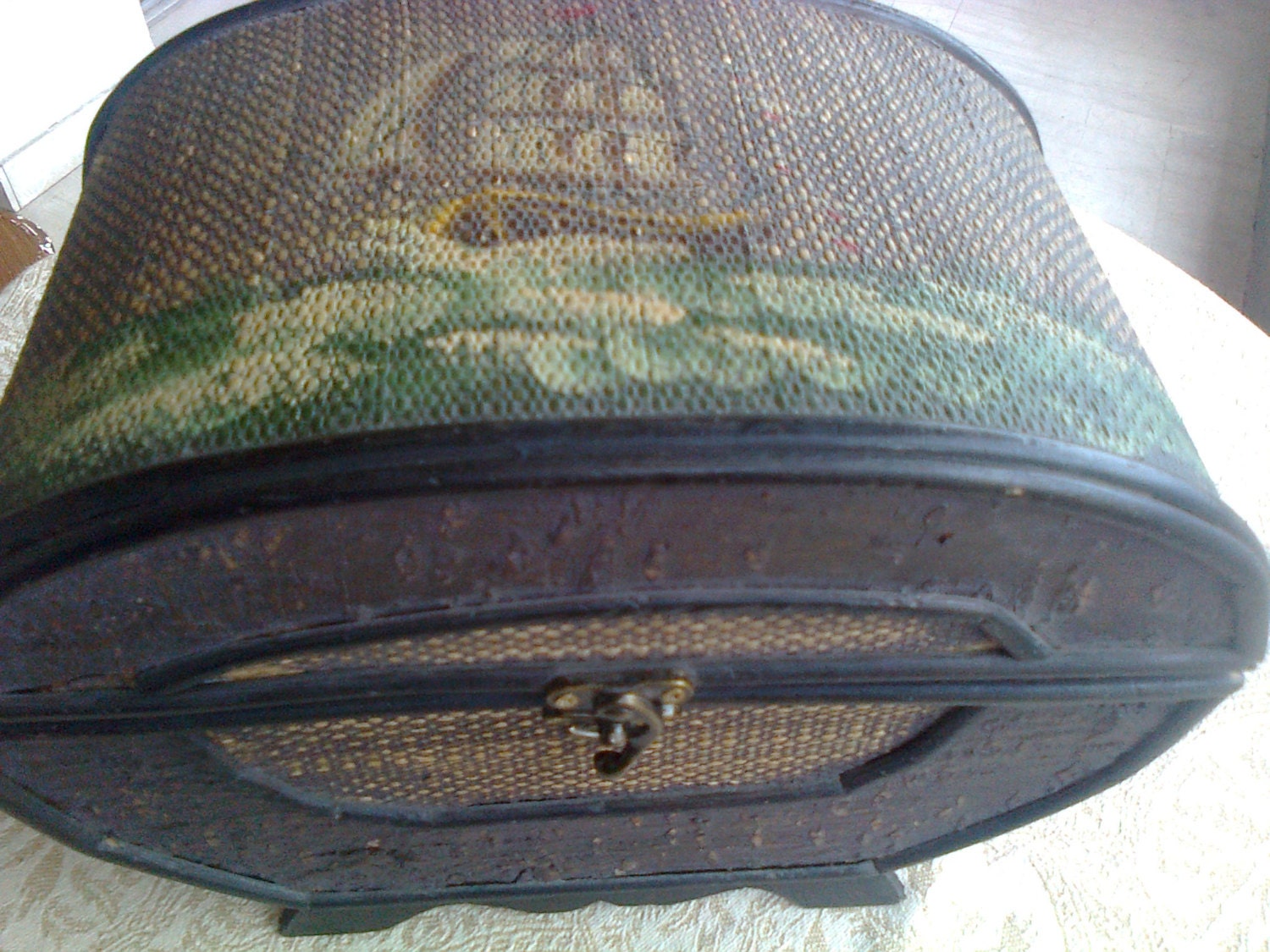 BIG SALE Vintage late 80s nautical big hand painted wooden box home decor artistic box