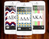 Sorority Wallpaper for IPhone Android Galaxy Any Phone - Chevron Polka Dot Stripe - Digital