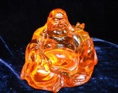 RARE Antique Carved Amber Buddha with an extraordinary grade, color, & clarity
