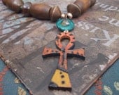 Ethnic Handcrafted Barrel Bead Ankh Neck Piece