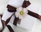 Hair Accessory, White and Pink Flower, Hair clip with real pearl