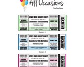 Personalised Custom Rock Star Rock N Roll Concert Ticket Birthday Ticket Invitations/Invites DIY Printable Digital File
