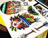 Traditional Tattoo Flash Watercolor