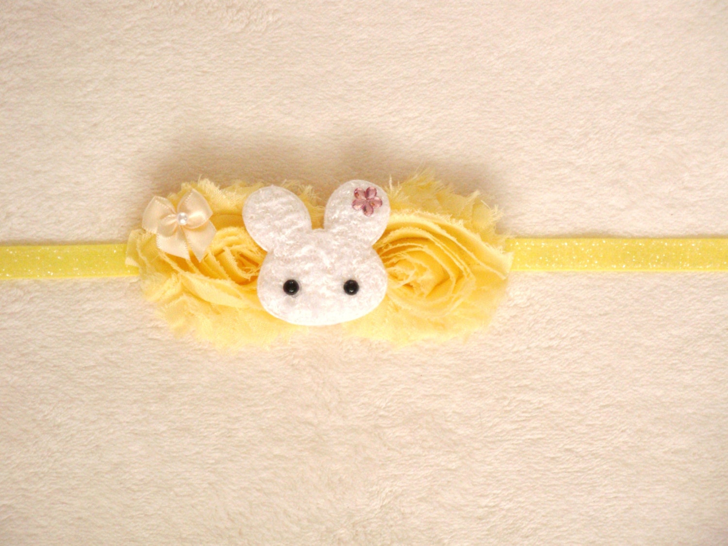 15% OFF-Yellow Easter Bunny Flower Headband-Baby Girl Headband-Preemie Headband-Newborn Headband-Infant Headband-Child-Toddler