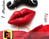Funny set from plastic lips and mustache for wedding, engagement, party, carnival, holiday set decoration Photo booth Props