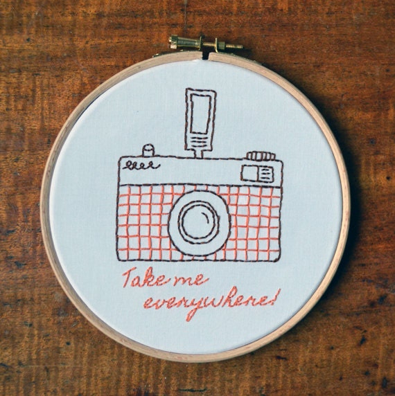 Take me everywhere Retro Camera Embroidery Frame
