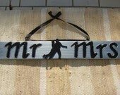Wedding/Anniversary Mr and Mrs with Dancing Couple in Black and Silver hand painted wood sign