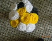 Yellow,Grey and White Felt Flower Bouquet in a Mason Jar Vase