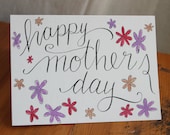 Mother's Day Card. 5x7 Hand Inked. One of A Kind. Purple Spring Flowers