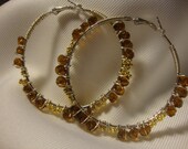 Chocolate And Gold Custom handmade Wirewrapped Hoops with Czeck Crystals Bestseller on Etsy