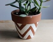 Chevron Painted Terra Cotta Pot