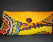 Bright Orange upcycles clutch, Summer days, washable,multicolor clutch