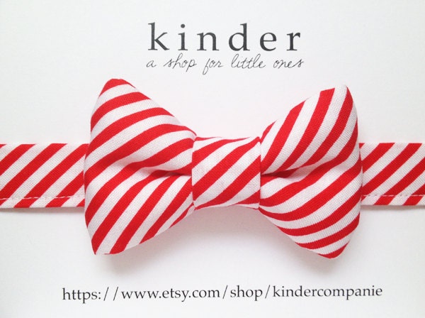 THE BENJAMIN: Red and White Striped Bow-Tie