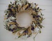 Wreath-Candle Ring-Shabby-Country-Farmhouse-Cottage-Beach-Wedding-Floral Wreath