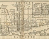 1921 Chicago Map of the "L" Digital Art Print