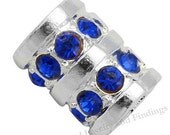 European Blue Rhinestone large hole - Metal Spacer bead fit European style charms bracelets