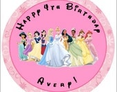 All Disney Princesses Printable 2in Round Party Favor Lollipop, Cups, Cupcake Toppers Picks, Labels