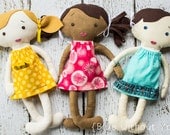 Custom Handmade Stuffed Child-Friendly Doll  - Personalize Fabric, Hair Color, Eye Color and Clothing - Made to Order