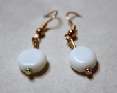 Dainty White Drop Earrings With Pink Or Aquamarine Beads