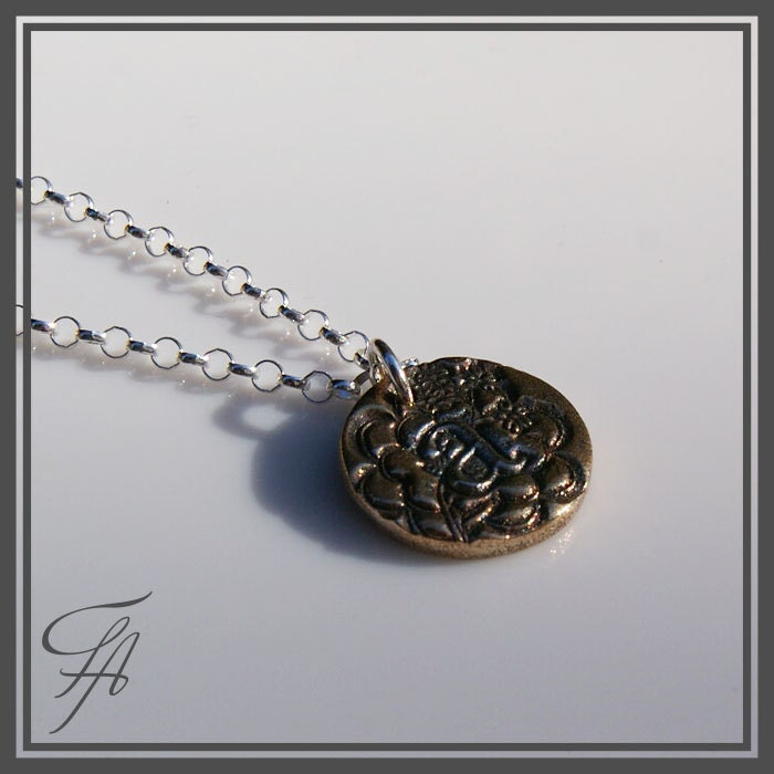 Bronze Wax Seal Initial Stamp / Letter " a " Charm / Bronze Jewelry/ with Sterling Silver Handmade Handcrafted