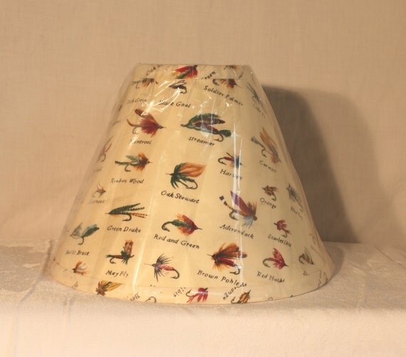 Clip on lamp shade with fly fishing decor new 8 by SesameShmuke